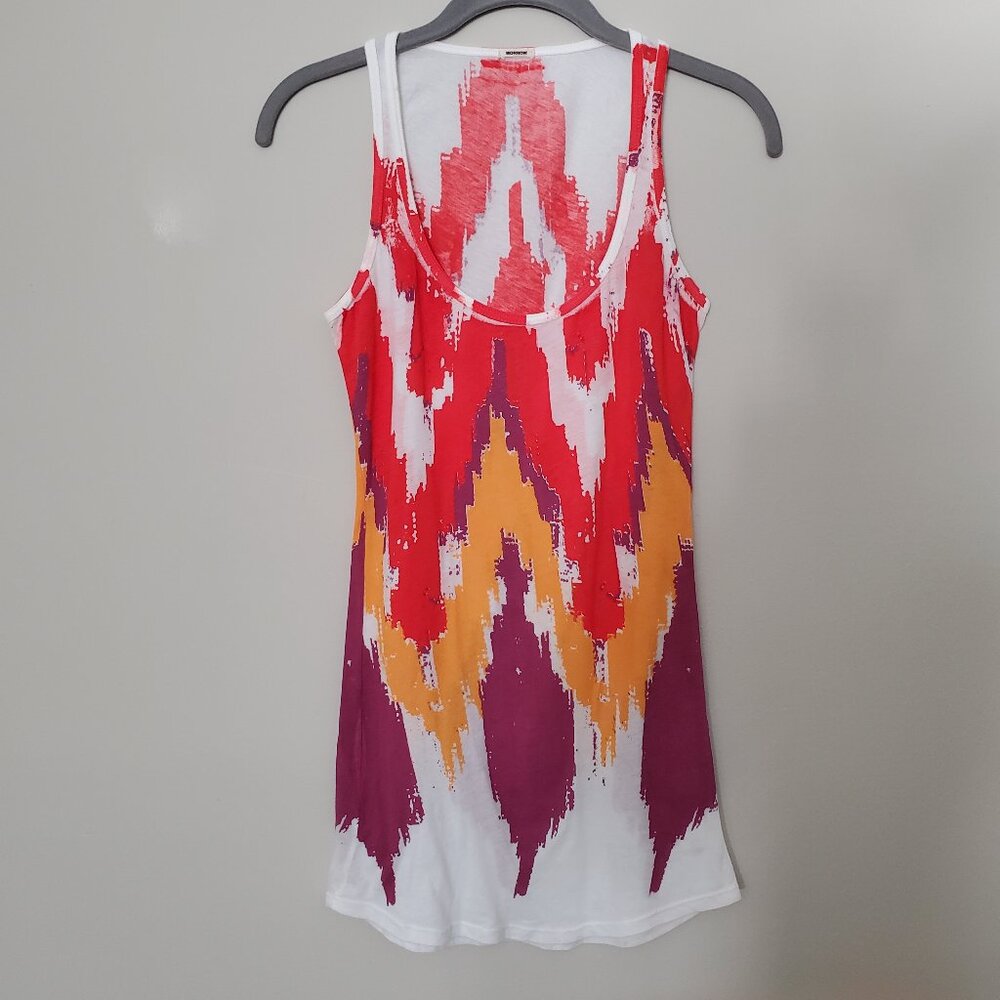 Monrow Multi-Color Chevron Ikat Print Scoop Neck Tank Top XS